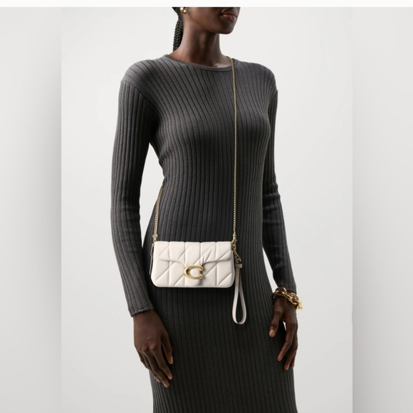 Coach Tabby Nappa Leather Crossbody Wristlet With Pillow Quilting in Chalk - Picture 14 of 14